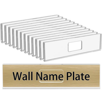 12-Piece Clear Acrylic Name Plate Holders, 20 x 5 cm Horizontal Slanted Sign Holders for Desk, Office, Reception, Classroom, Door Sign Display, Business, Events, or Home Use - Flat Back