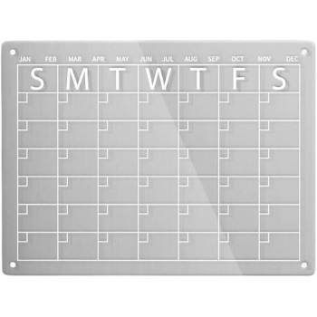 Acrylic Magnetic Dry Erase Board and Calendar Set, Clear Fridge Organizer with Markers and Pen Holder, 40 x 30 cm, For Planning Notes and Schedules, Set of 2