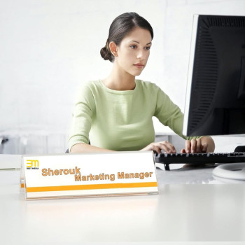 12 Pack Acrylic Name Plates for Desk, 21x7.3 CM, Clear Tent Sign Holders, Double-Sided Reusable Display Stands for Office, Classroom, and Conference Events