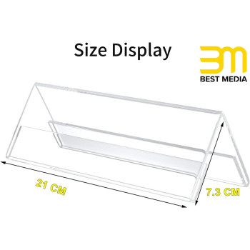 12 Pack Acrylic Name Plates for Desk, 21x7.3 CM, Clear Tent Sign Holders, Double-Sided Reusable Display Stands for Office, Classroom, and Conference Events