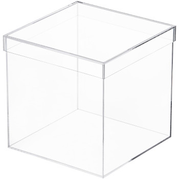 Clear Acrylic Storage Box with Lid, 20 x 20 x 20cm Cube Organizer, Transparent Plastic Container for Candy Cookies Jewelry Cosmetics Display and Storage