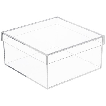 Clear Acrylic Storage Box with Lid, 20 x 20 x 10cm Cube Organizer, Transparent Plastic Container for Candy Cookies Jewelry Cosmetics Display and Storage