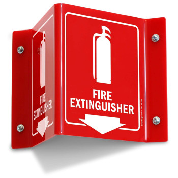 “Fire Extinguisher” Projecting Sign with Arrow | 15 cm Polished Acrylic V shape
