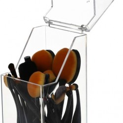 Clear Acrylic Makeup Brush Organizer, Brush & Eyebrow Pencil Cosmetic Holder, Dustproof 