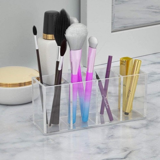 Clear Acrylic Makeup Organiser , Cosmetic Display Case, Storage Holder Makeup Box (4 compartments)