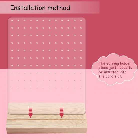 Clear Acrylic Earrings Holders with Wood Bases, 120 Holes (2 pack)(Classic Style)