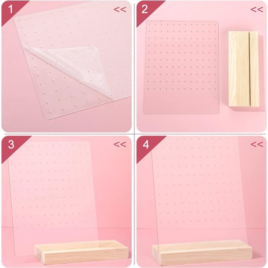 Clear Acrylic Earrings Holders with Wood Bases, 120 Holes (2 pack)(Classic Style)