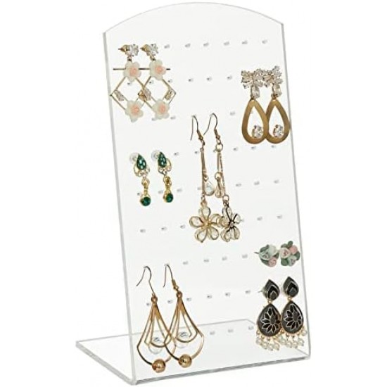 L-Shaped Clear Acrylic Earring Holder, Jewelry Display Stand (72 Holes)