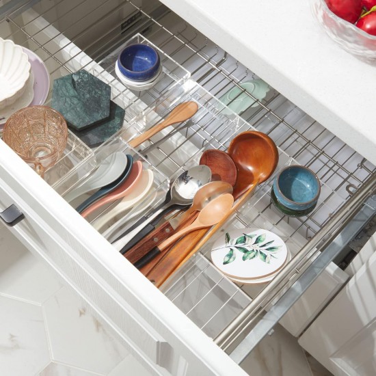 Clear Acrylic Drawer Organizer 2 Pieces 6 Section, Desk Organizer with Dividers 3 Section, Makeup Organizer Drawers Storage