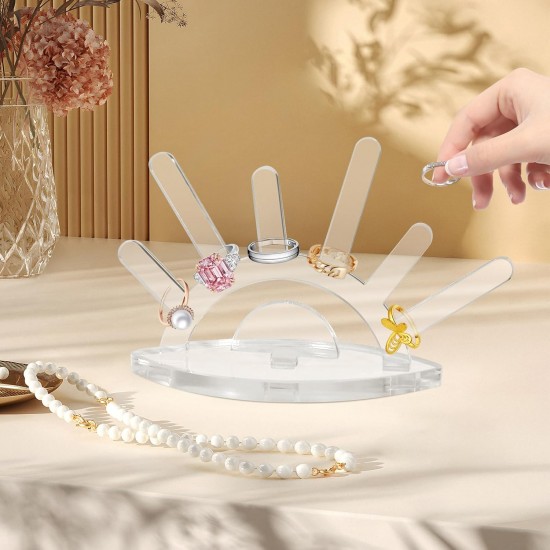 Ring Holder, Clear Acrylic 6 Rod Ring Display Stand and Necklace Bracelets Jewelry Organizer for Room decorations and Store event displays