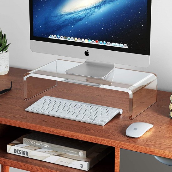 Clear Acrylic Monitor Stand 12mm thickness,(30x20x11 cm) Computer Monitor Riser for Laptop, TV, Stand Riser for Home,Office
