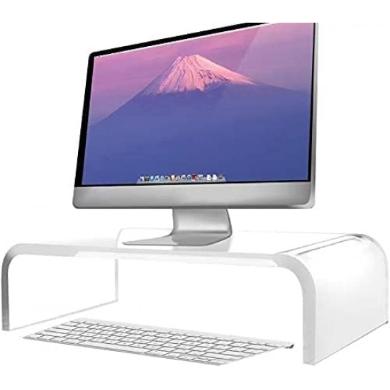 Clear Acrylic Monitor Stand 12mm thickness,(30x20x11 cm) Computer Monitor Riser for Laptop, TV, Stand Riser for Home,Office