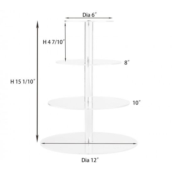 4 Tier Round Clear Acrylic Cupcake Stand, Premium Cupcake Holder, Acrylic Cupcake Tower Display Candy Bar Party Décor