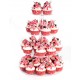 4 Tier Round Clear Acrylic Cupcake Stand, Premium Cupcake Holder, Acrylic Cupcake Tower Display Candy Bar Party Décor