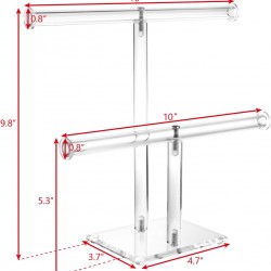 T-Shape Clear Acrylic Jewelry Holder & Organizer (2 Tiers)