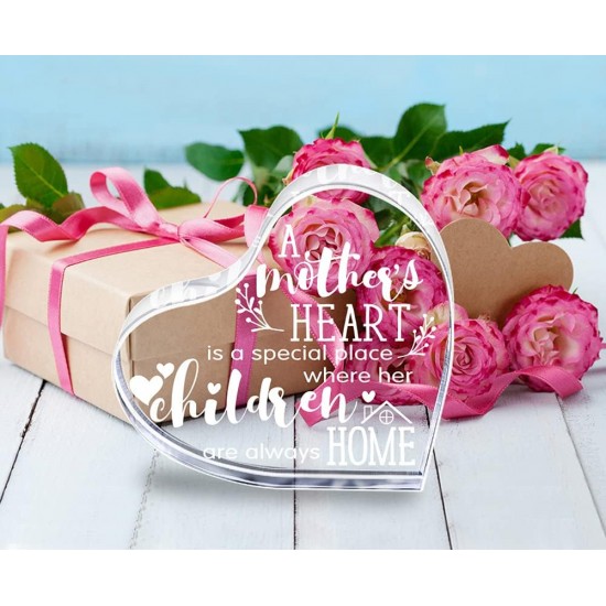 Clear Acrylic Heart Engraved with words of your choice, suitable as a gift for Mother's Day, birthdays or any occasion that requires a souvenir for loved ones (Custom)