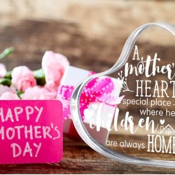 Clear Acrylic Heart Engraved with words of your choice, suitable as a gift for Mother's Day, birthdays or any occasion that requires a souvenir for loved ones (Custom)