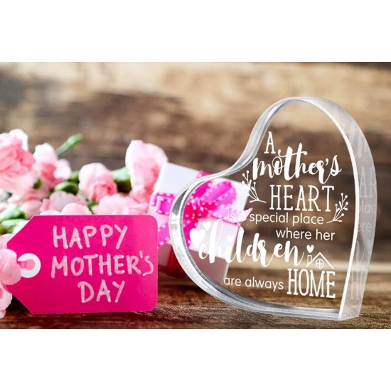 Clear Acrylic Heart Engraved with words of your choice, suitable as a gift for Mother's Day, birthdays or any occasion that requires a souvenir for loved ones (Custom)