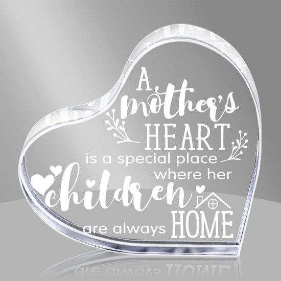 Clear Acrylic Heart Engraved with words of your choice, suitable as a gift for Mother's Day, birthdays or any occasion that requires a souvenir for loved ones (Custom)