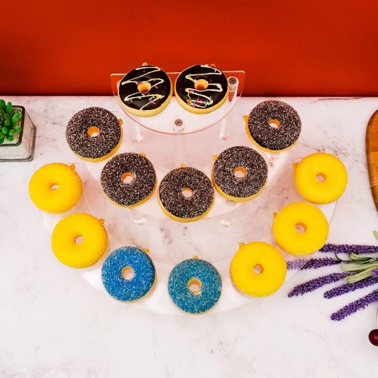 Half Moon Shape Clear Acrylic Display Stand - 3 Tier Stand - Candy Holder for Display or Collections