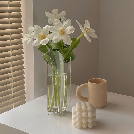 Modern Acrylic Flower Vase with Geometric Design suitable for Home, Office & Wedding Centerpieces