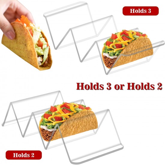 Clear Acrylic Taco Holder Stand Set of 4 Taco Rack Holders Taco Tray for Taco Shells, Restaurant and Home Use, 