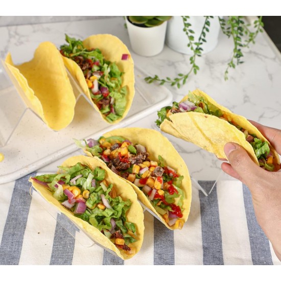 Clear Acrylic Taco Holder Stand Set of 4 Taco Rack Holders Taco Tray for Taco Shells, Restaurant and Home Use, 