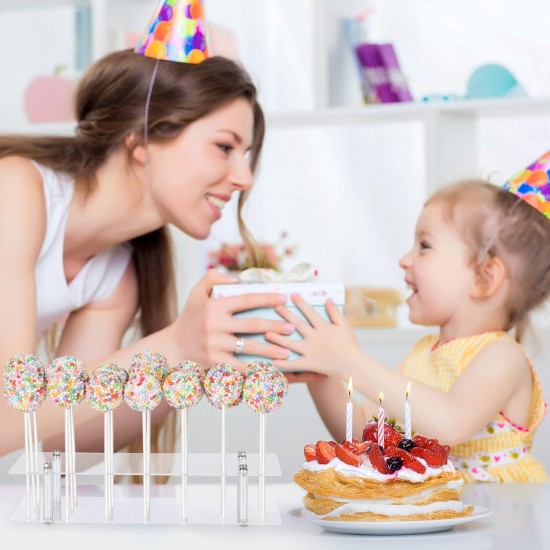 حامل عرض كيك بوب من الأكريليك الشفاف وحامل عرض مصاصات مع 21 فتحة مناسب لحفلات أعياد الميلاد وحفلات الزفاف وحفلات استقبال المولود