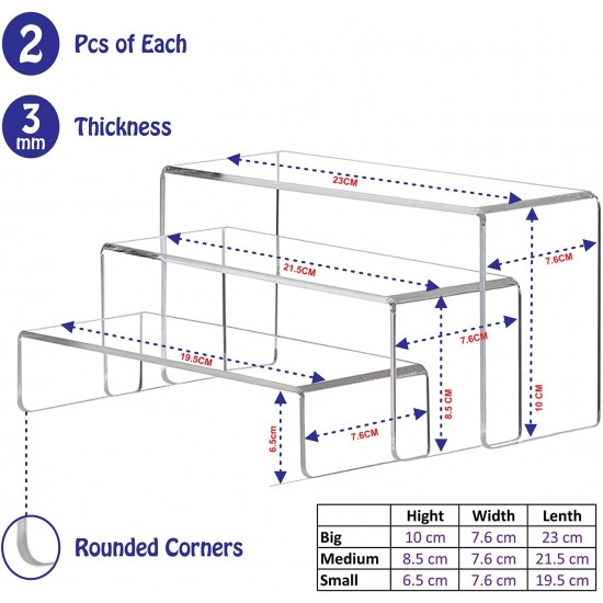 Clear Acrylic Candy and Cupcake Display Riser, suitable for Parties and Special Occasions (6 pieces)