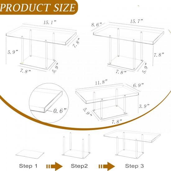 Clear Acrylic Dessert Table Display Set, Dessert Display Stands Buffet Risers for Cupcakes Dessert Pastry Food Fruit Candy Treat for Wedding Birthday Party (3 Pack)
