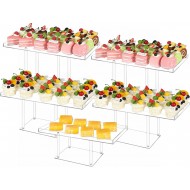 Clear Acrylic Dessert Table Display Set, Dessert Display Stands Buffet Risers for Cupcakes Dessert Pastry Food Fruit Candy Treat for Wedding Birthday Party (5 Pack)