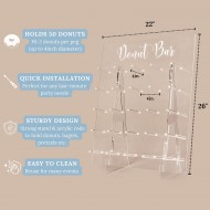 Acrylic Donut Wall Display Stand, Holds up to 50 Donuts for Party & Wedding