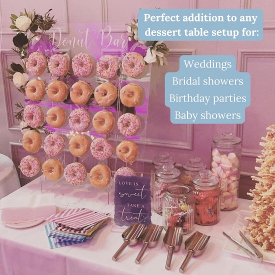 Acrylic Donut Wall Display Stand, Holds up to 50 Donuts for Party & Wedding