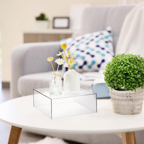 Square Acrylic Display Stand Riser for Accessories, Jewelry Showcase & Food (7 Sizes) (Clear)