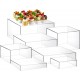 Square Acrylic Display Stand Riser for Accessories, Jewelry Showcase & Food (7 Sizes) (Clear)
