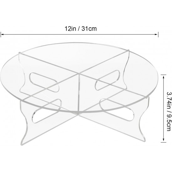 Clear Acrylic Round Cake Stand with Base, (1 Tier) Cupcake Holder Dessert Display Stand, Serving Platter for Tea Party, Birthday Party, Wedding, Baby Shower, Home Decoration