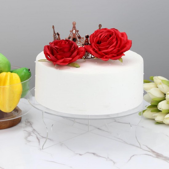 Clear Acrylic Round Cake Stand with Base, (1 Tier) Cupcake Holder Dessert Display Stand, Serving Platter for Tea Party, Birthday Party, Wedding, Baby Shower, Home Decoration