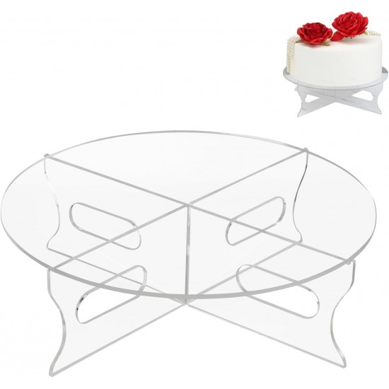 Clear Acrylic Round Cake Stand with Base, (1 Tier) Cupcake Holder Dessert Display Stand, Serving Platter for Tea Party, Birthday Party, Wedding, Baby Shower, Home Decoration