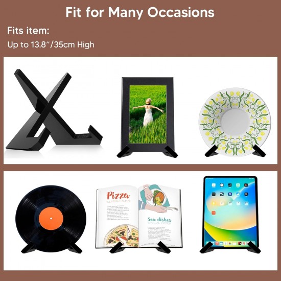 Black Acrylic Cookbook Stand Plate, Holder for Display Picture Frame Stand, Display Stand for Books, Plates, Artwork, Records