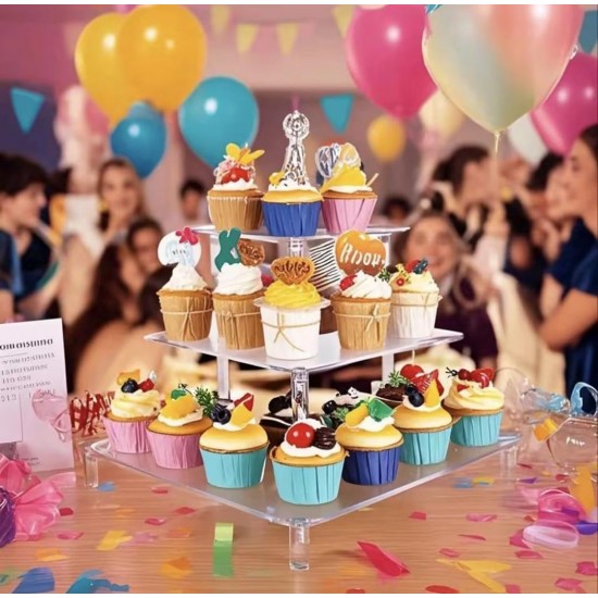 Acrylic Display Riser Stand, Corner Shelf (3 Tier) for Living Room, Bathroom, Home