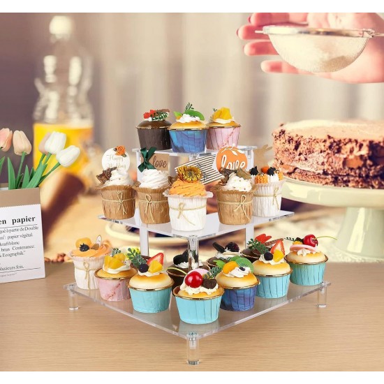 Acrylic Display Riser Stand, Corner Shelf (3 Tier) for Living Room, Bathroom, Home