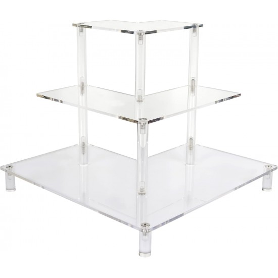 Acrylic Display Riser Stand, Corner Shelf (3 Tier) for Living Room, Bathroom, Home