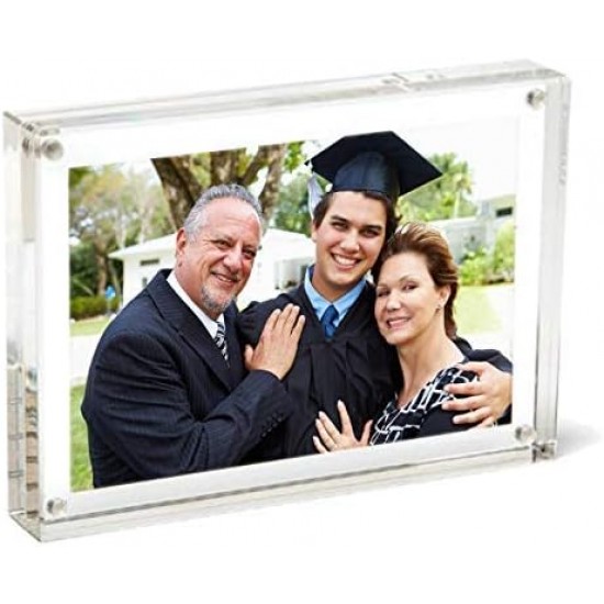 Double sided clear acrylic magnetic photo frame Display Stand (5x7 inch)