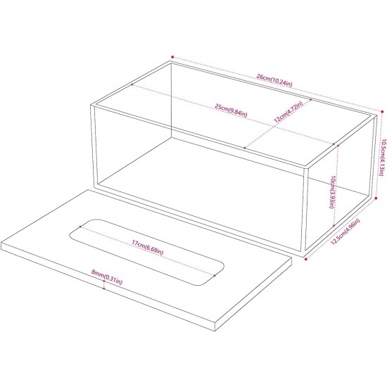 Clear Acrylic Tissue Box Cover Holder (26x12x10cm), Rectangle Napkin Dispenser Organizer, Disposable Paper Laundry