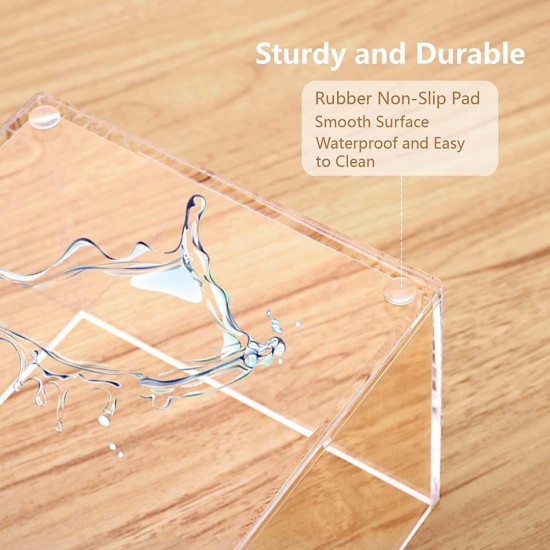 Clear Acrylic Tissue Box Cover Holder (26x12x10cm), Rectangle Napkin Dispenser Organizer, Disposable Paper Laundry