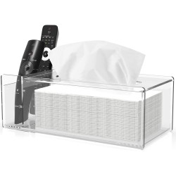 Clear Acrylic Tissue Box, Desktop Storage Holder, Rectangle Napkin Organizer(30x13x10cm)