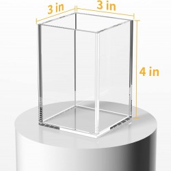 Clear Acrylic Pen Holder ,Desktop Pencil Cup Organizer for Office Desk Accessory (2 Pack)