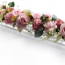 Clear Acrylic Modern Vase, Centerpiece for Dining Table, Unique Flower Vases for Home Decor or Weddings with 24 Inches Long Rectangle Vase