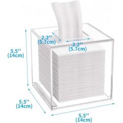 Clear acrylic tissue box with sliding lid for square napkins for home, office & restaurant