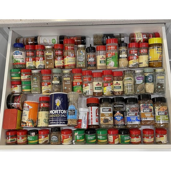 Clear Acrylic Spice Organizer for drawers and cabinets, (3Tier) (2 Pack)